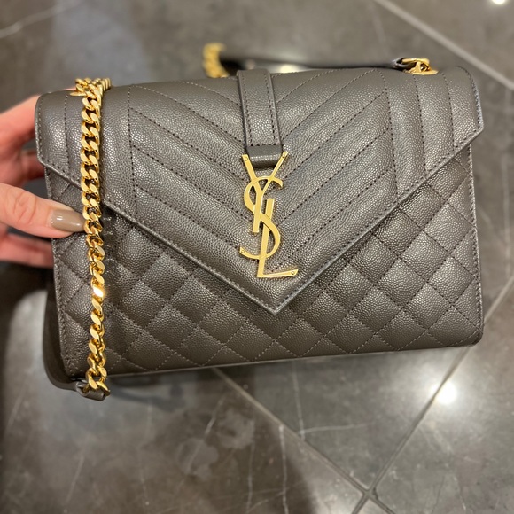 Yves Saint Laurent Greem medium  Quilted Leather Shoulder Bag - Picture 1 of 16